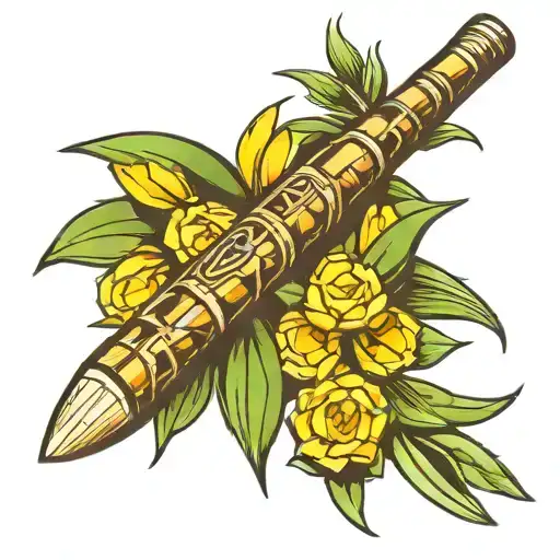 sugar cane and machete tattoo design idea
