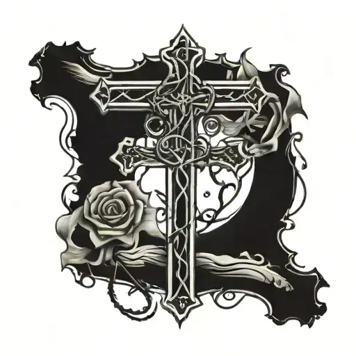 western barbdwire cross sleeve tattoo tattoo design idea