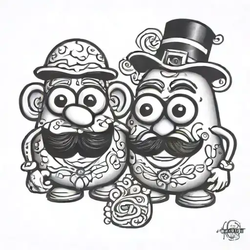 mr and ms potato head tattoo design idea