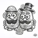 mr and ms potato head tattoo design idea