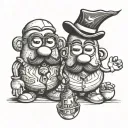 mr and ms potato head tattoo design idea