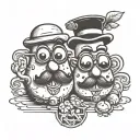 mr and ms potato head tattoo design idea