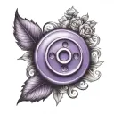 a purple button with 4 holes tattoo design idea