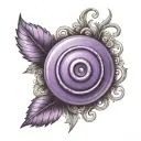 a purple button with 4 holes tattoo design idea