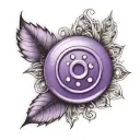 a purple button with 4 holes tattoo design idea