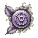 a purple button with 4 holes tattoo design idea