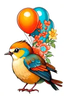 Wren balloons and colorful  tattoo design idea