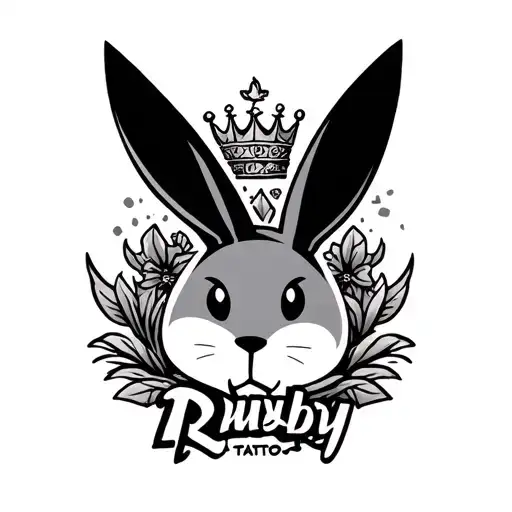 playboy bunny logo with crown tattoo design idea