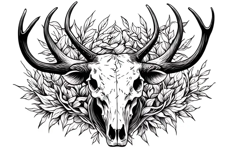 bull head and deer skull tattoo design idea