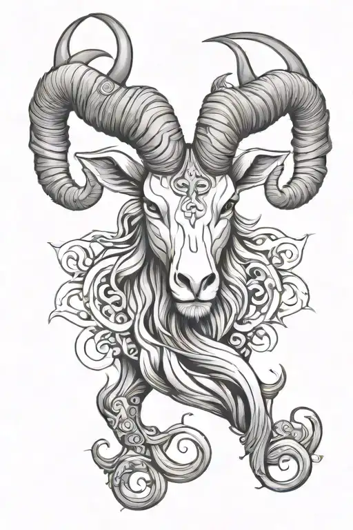 Capricorn zodiac sign tattoo design idea
