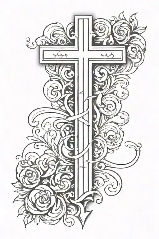 famiglia cross with italian flag tattoo design idea