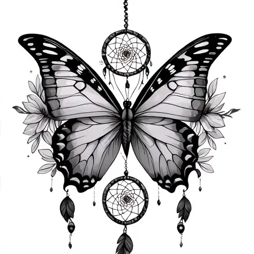 Butterfly Dream Catcher tattoo design idea