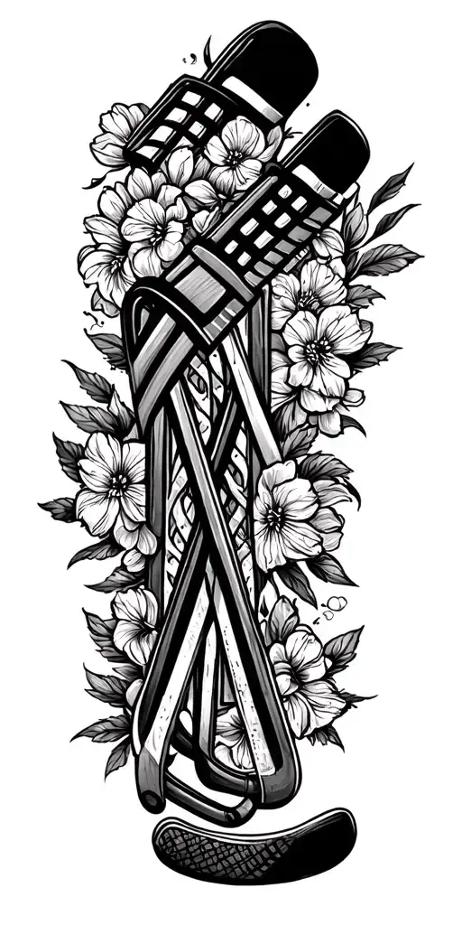 hockey sticks , mom dad memorial tattoo design idea