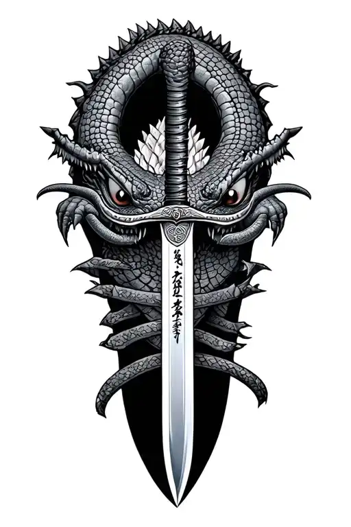 alligator samurai sword tattoo design idea