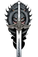 alligator samurai sword tattoo design idea