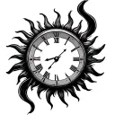 sun with clock tattoo design idea