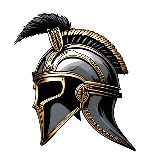 sideways Roman helmet with lupins in the background  tattoo design idea