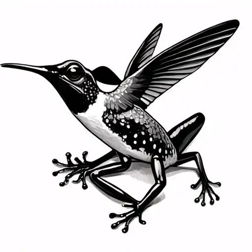 volcano hummingbird and poison dart frog tattoo design idea