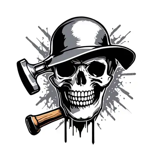 Electric, electrician, skull, radius involved in the hammer tattoo design idea