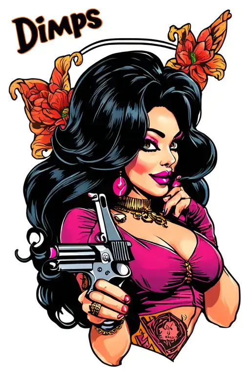 "Dimps" gangster jessica rabbit Holding a tattoo gun tattoo design idea