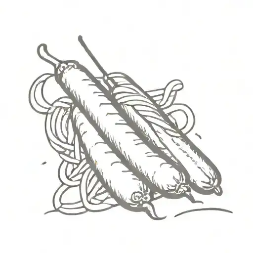 Sausages with pasta tattoo design idea