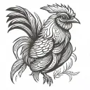 minimalistic thin chicken tattoo design idea