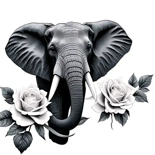 Elephant Rose tattoo design idea