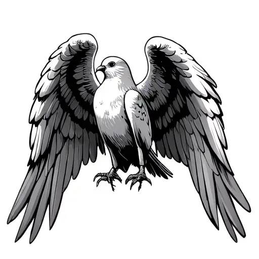 dove with wings spread facing forward tattoo design idea