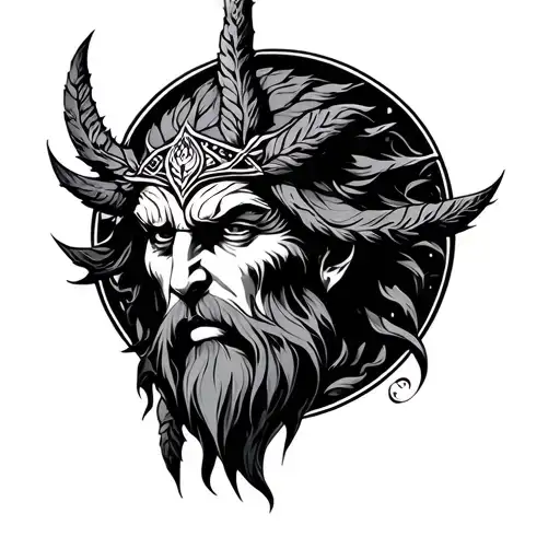 druid head surrounded tattoo design idea