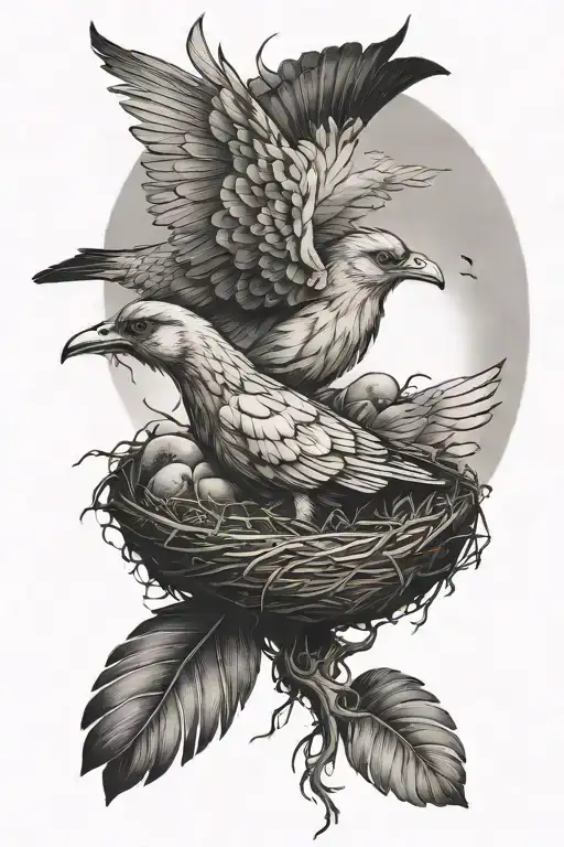 the chick flies away from the nest tattoo design idea
