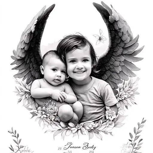  tattoo incorporates my 2 nephews and my niece order of Jenson 25-04-2016 , Cody 2-6-22 (angel baby) & Harlow 22-02-24 tattoo design idea