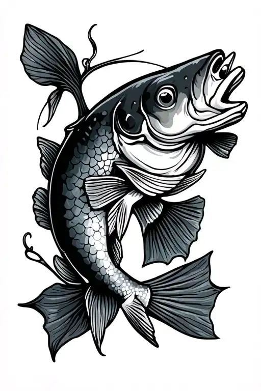dear and walleye fish tattoo design idea