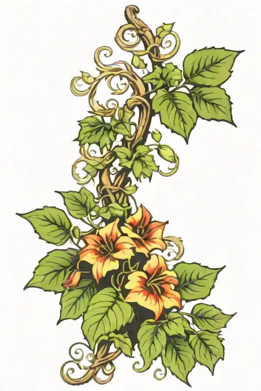climbing ivy vines tendrils tattoo design idea
