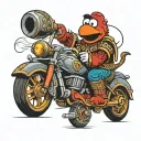  elmo riding a gladiator tattoo design idea