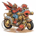  elmo riding a gladiator tattoo design idea