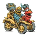  elmo riding a gladiator tattoo design idea