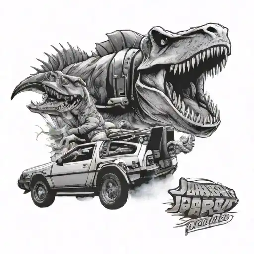 Jurassic park jaws and back to the future  tattoo design idea
