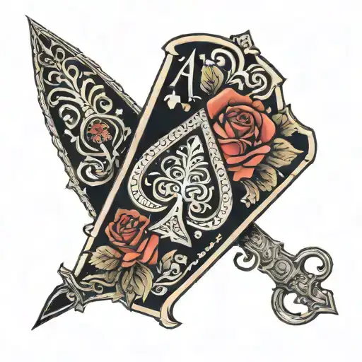 ace of spades with black background and red roses tattoo like image tattoo design idea