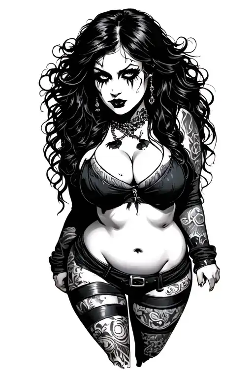 chubby slutty goth girl nude tattoo design idea