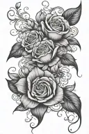 flowers wrapped in a half curl leg cupping under breast tattoo design idea