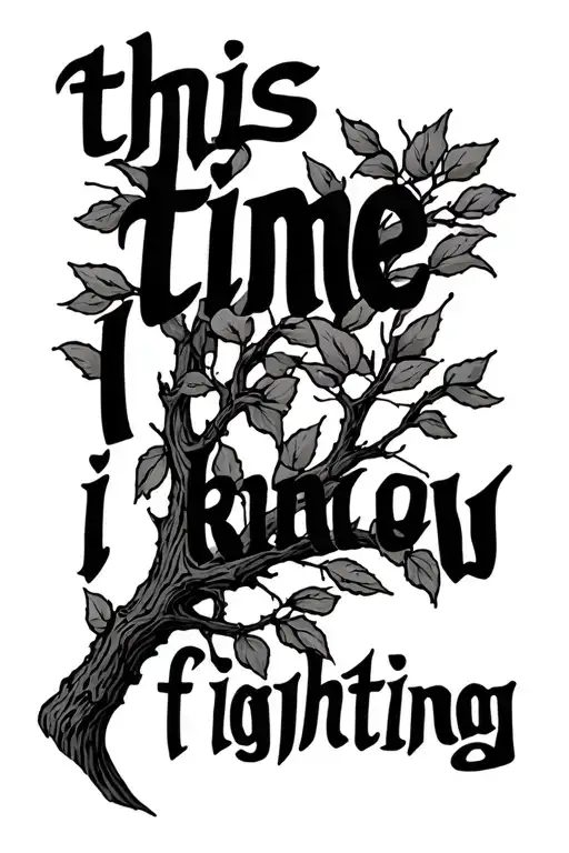 "this time i know i’m fighting" willow tree branch tattoo design idea