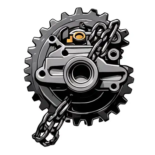 sprocket with chain and carburetor  tattoo design idea