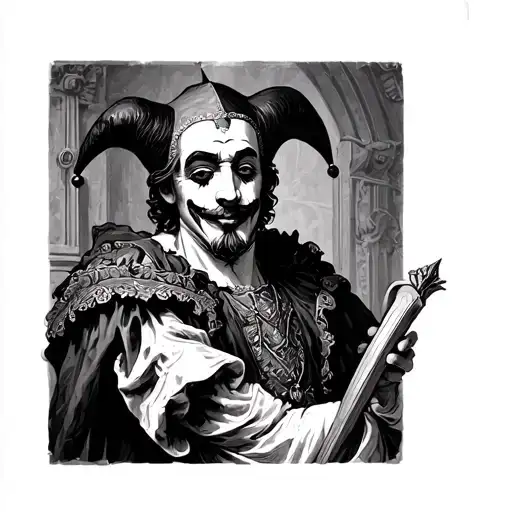 story about jester telling king in court something that will make sad when happy and happy when sad. next day tells him  tattoo design idea