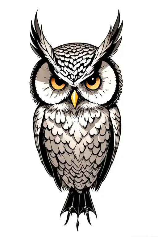 Comix owl tattoo design idea