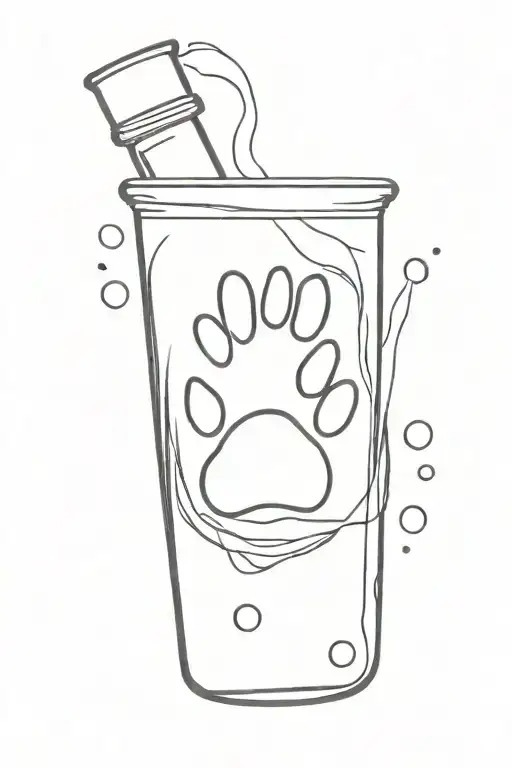 dog paw print coming out of a test tube tattoo design idea