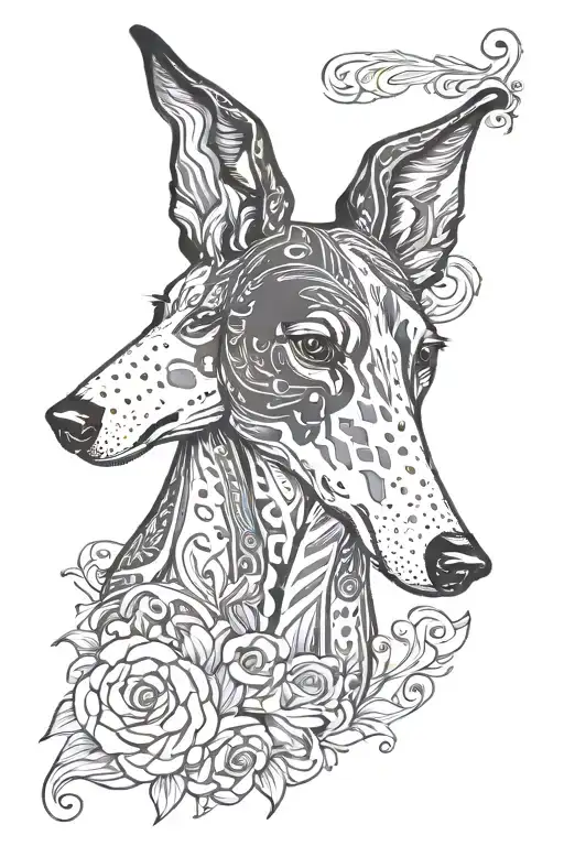 sicilian inspired greyhound tattoo design idea