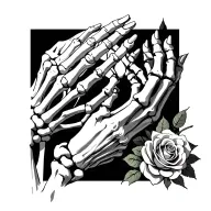 creation of adam hands, memento mori, one hand skeleton, the other human, add roses if you can tattoo design idea