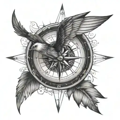 compass swallow scale tattoo design idea