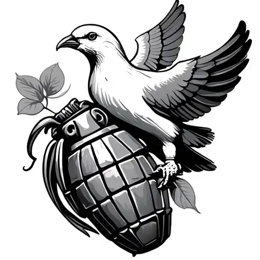 Dove And Grenade tattoo design idea