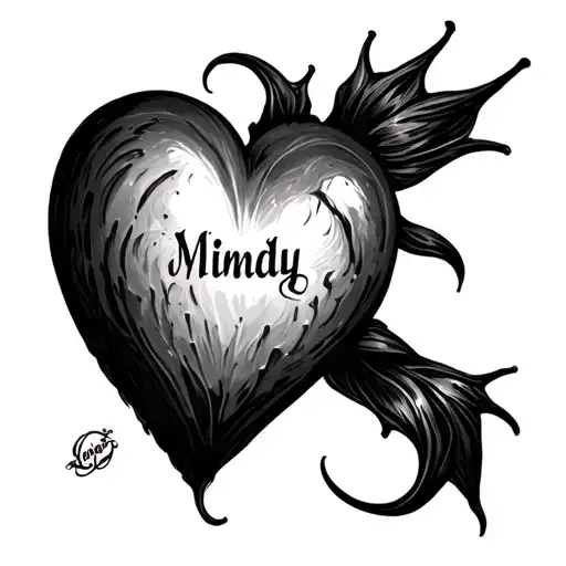 heart with the name Mindy tattoo design idea